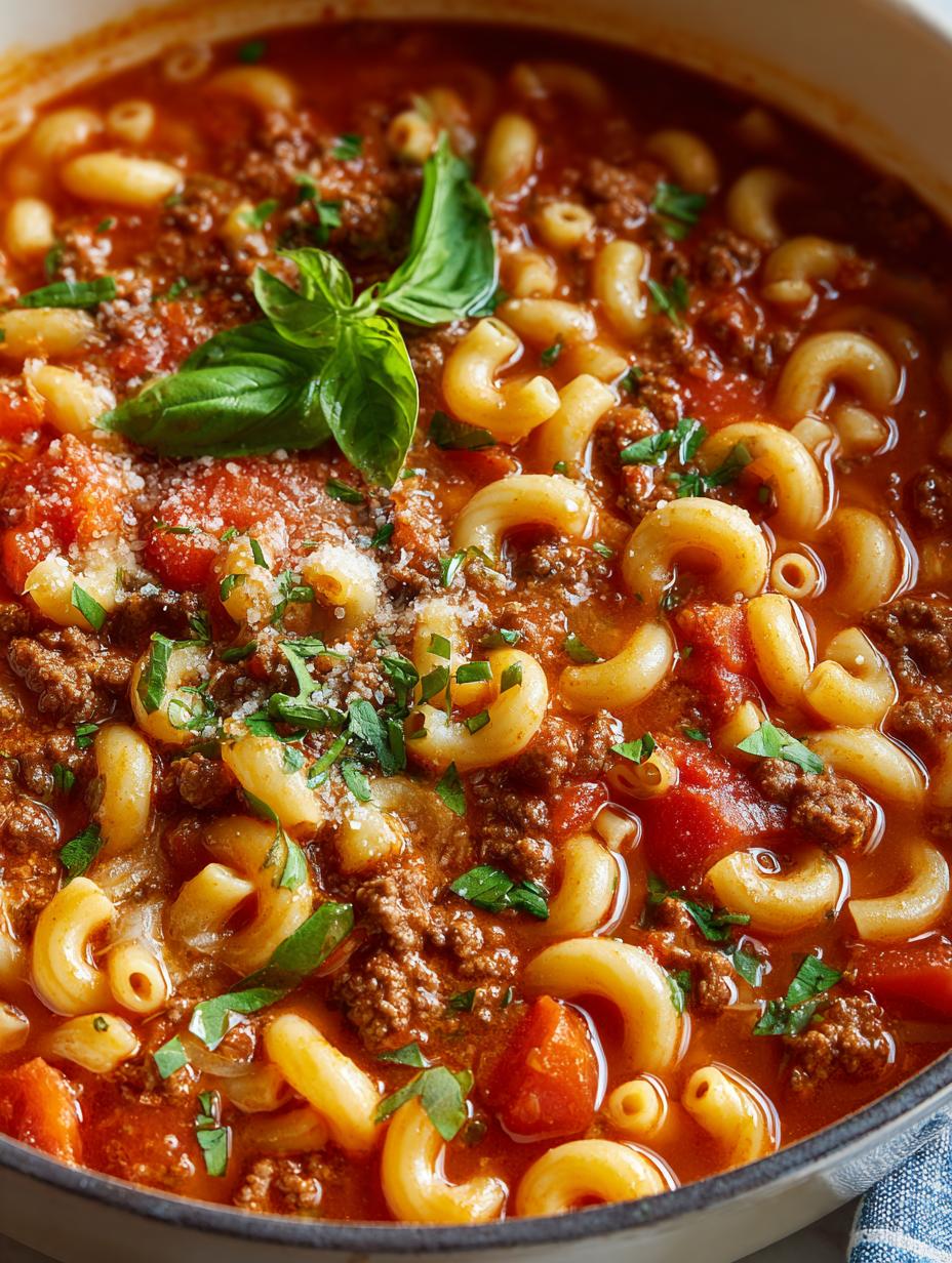 Beef Tomato Macaroni Soup