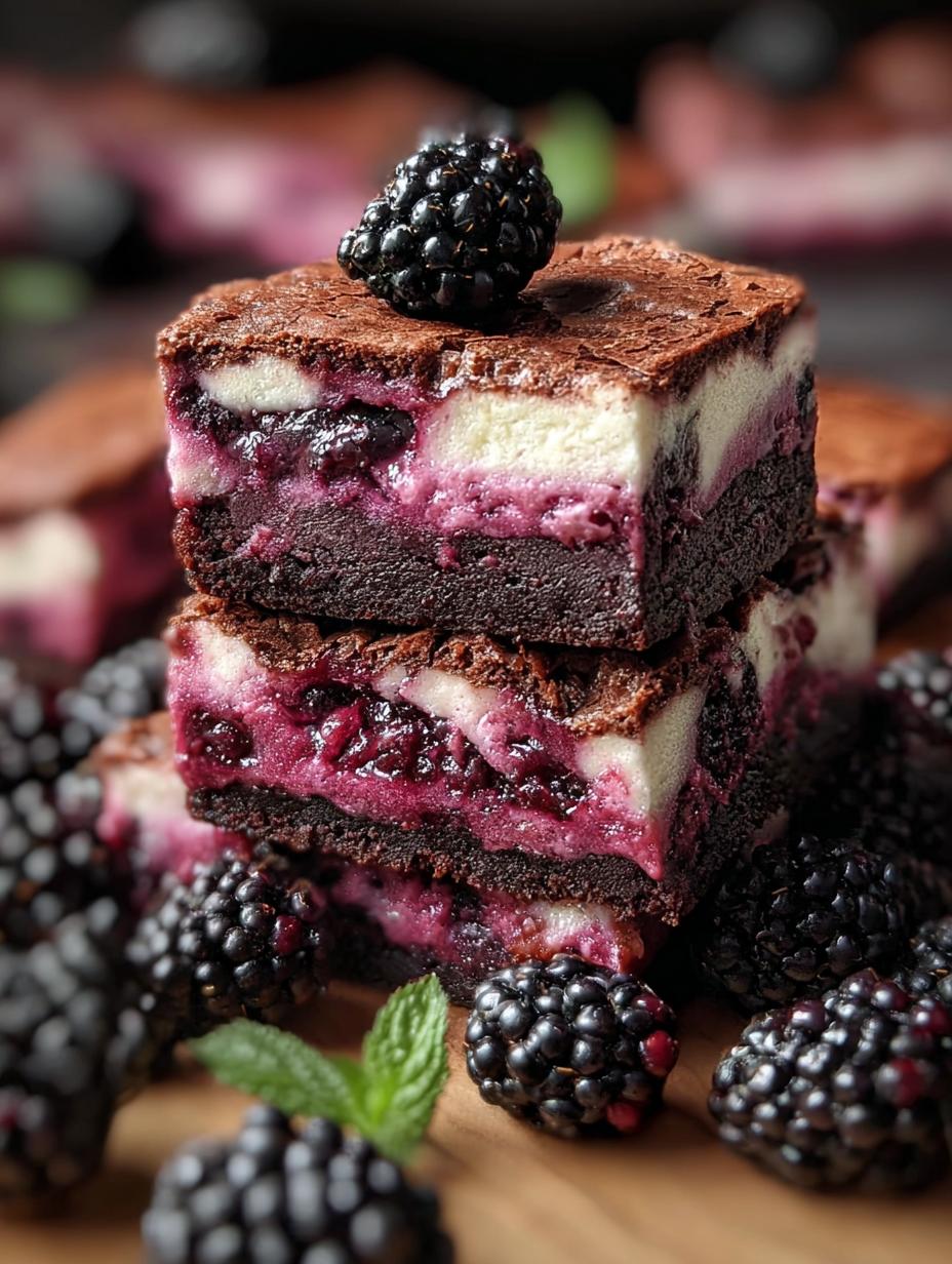Blackberry Cream Cheese Brownies: 45 Min Prep - Blackberry Cream Cheese Brownies - main visual representation