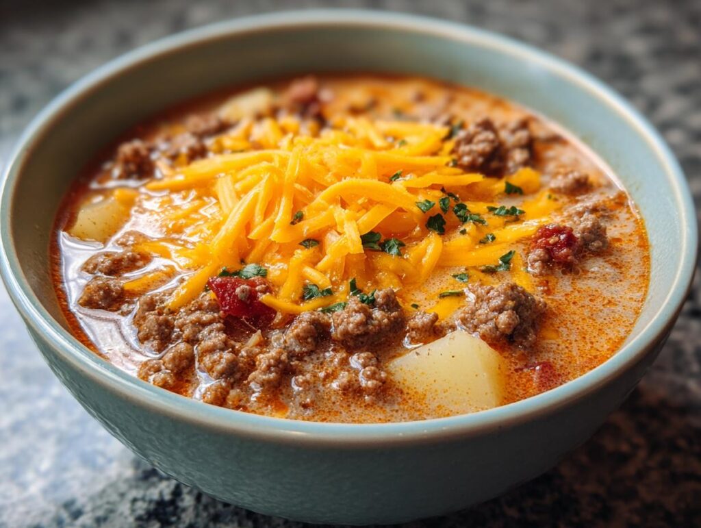 Cheesy Hamburger Potato Soup