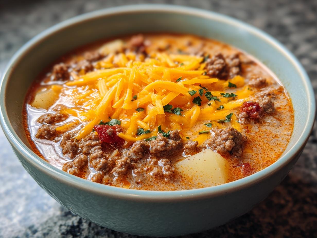 Cheesy Hamburger Potato Soup
