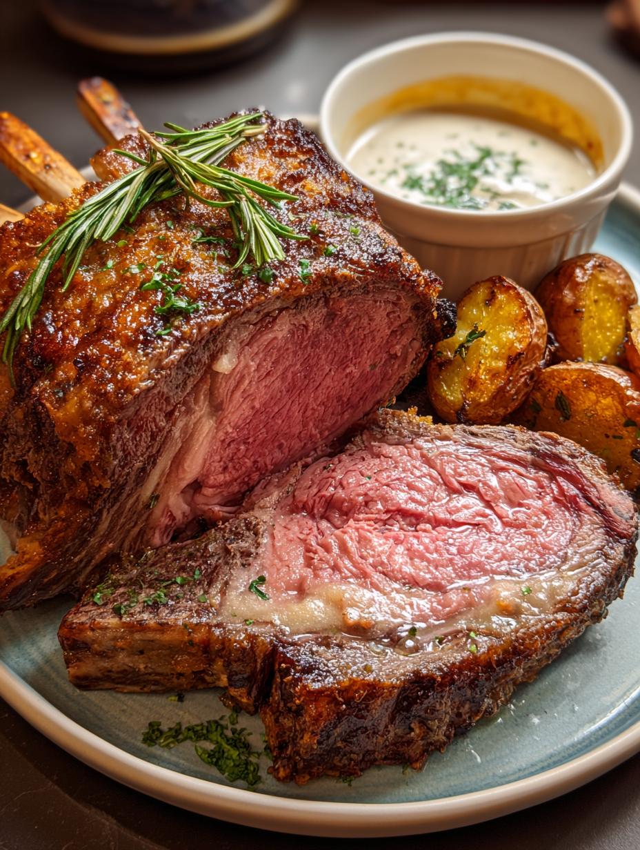 Perfect Christmas Prime Rib Bone Recipe - Close-up of the juicy, tender interior of the Christmas Prime Rib Bone