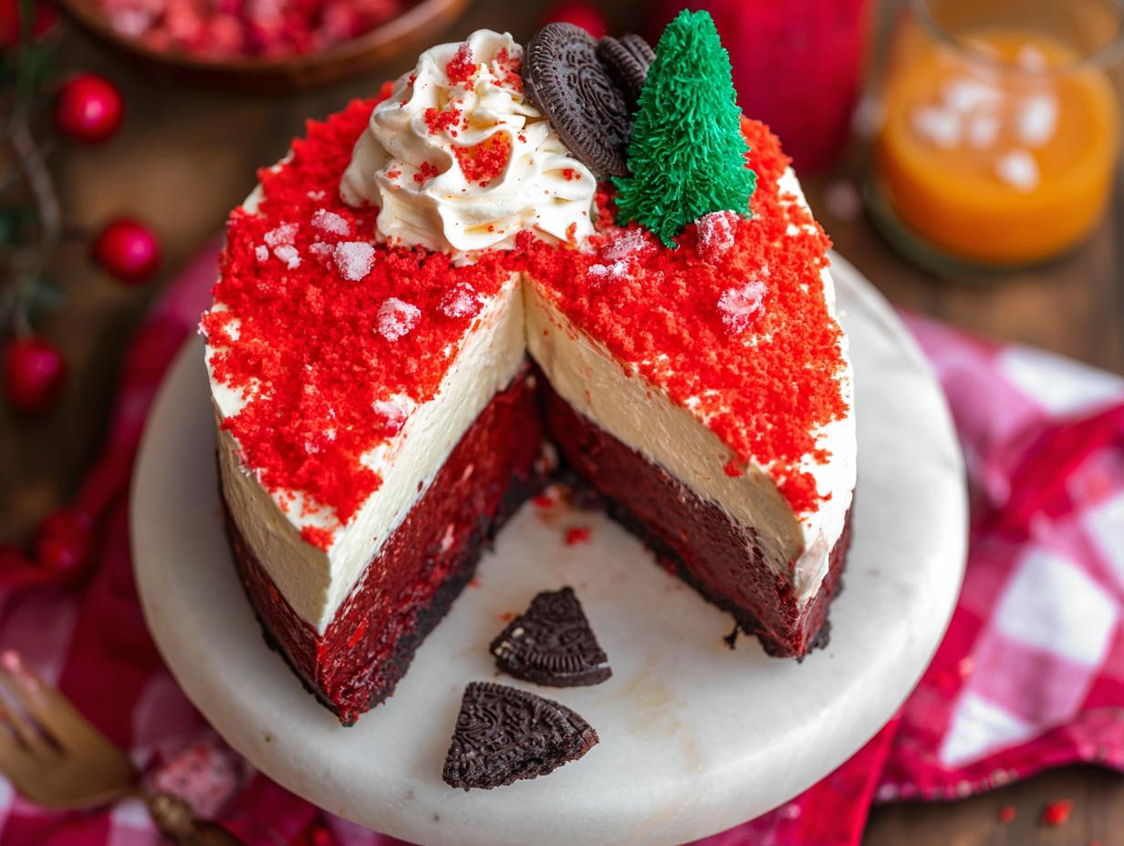 Christmas Red Velvet Cheesecake: Easy No-Bake Delight 6 Christmas Red Velvet Cheesecake: Easy No-Bake Delight - Christmas Red Velvet Cheesecake - additional detail