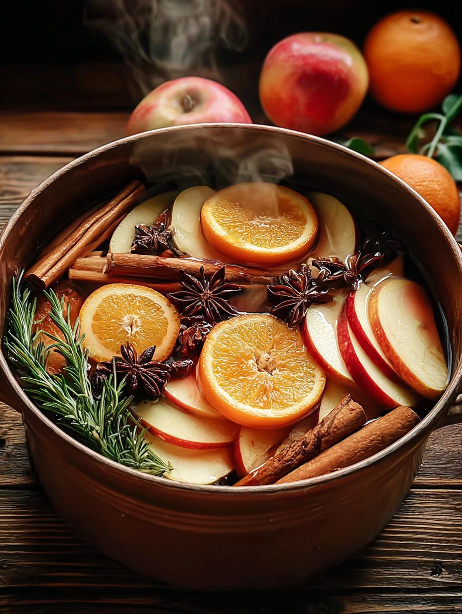 Cozy Autumn Simmer Pot: Amazing Fall Aroma - Close-up of simmering pot with steam