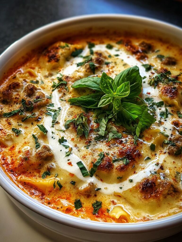 Creamy Alfredo Lasagna Soup