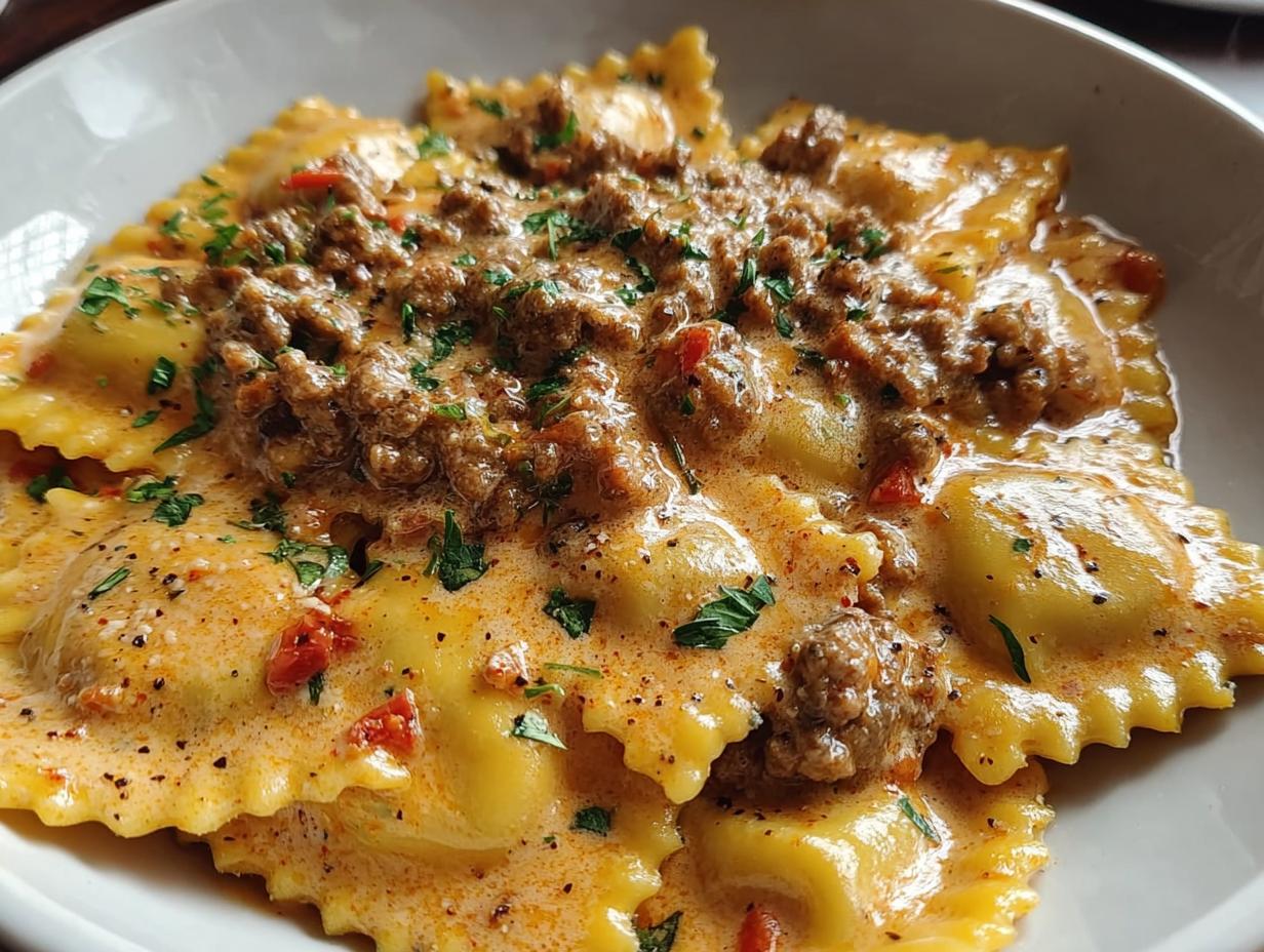 Creamy Cajun Sausage Ravioli: 1 Amazing Dish - Creamy Cajun Sausage Ravioli - additional detail