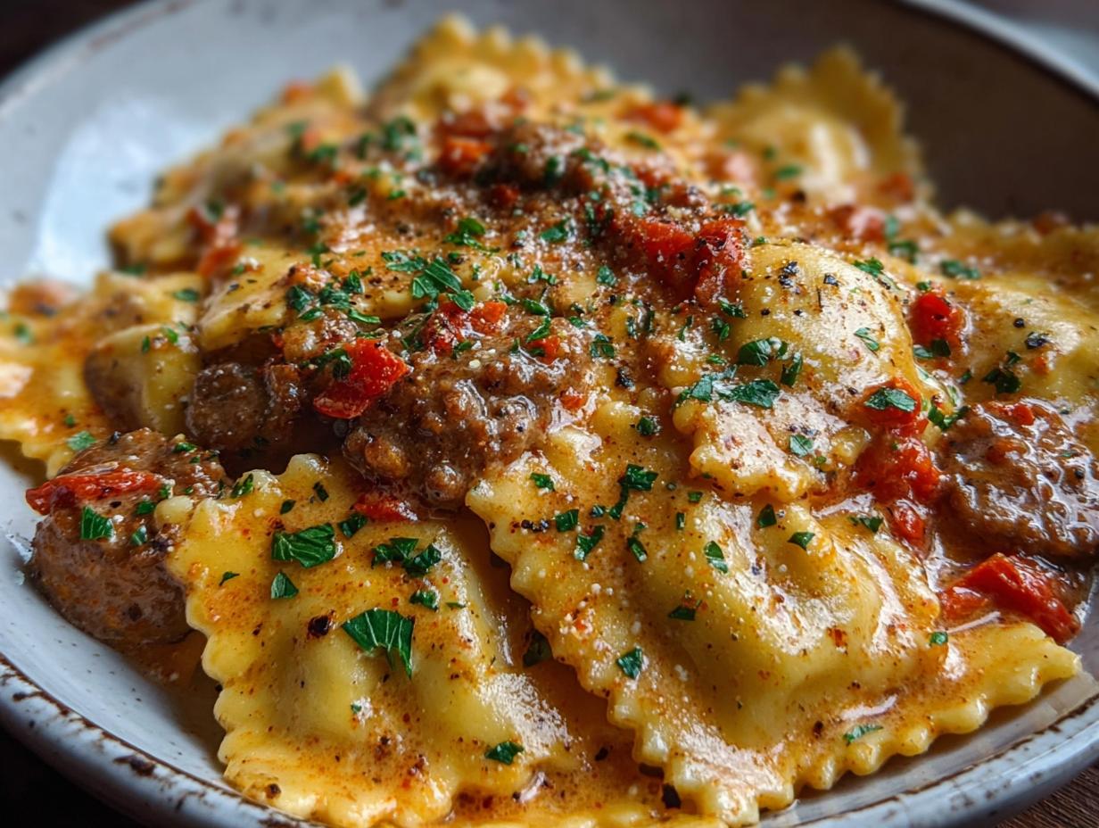 Creamy Cajun Sausage Ravioli
