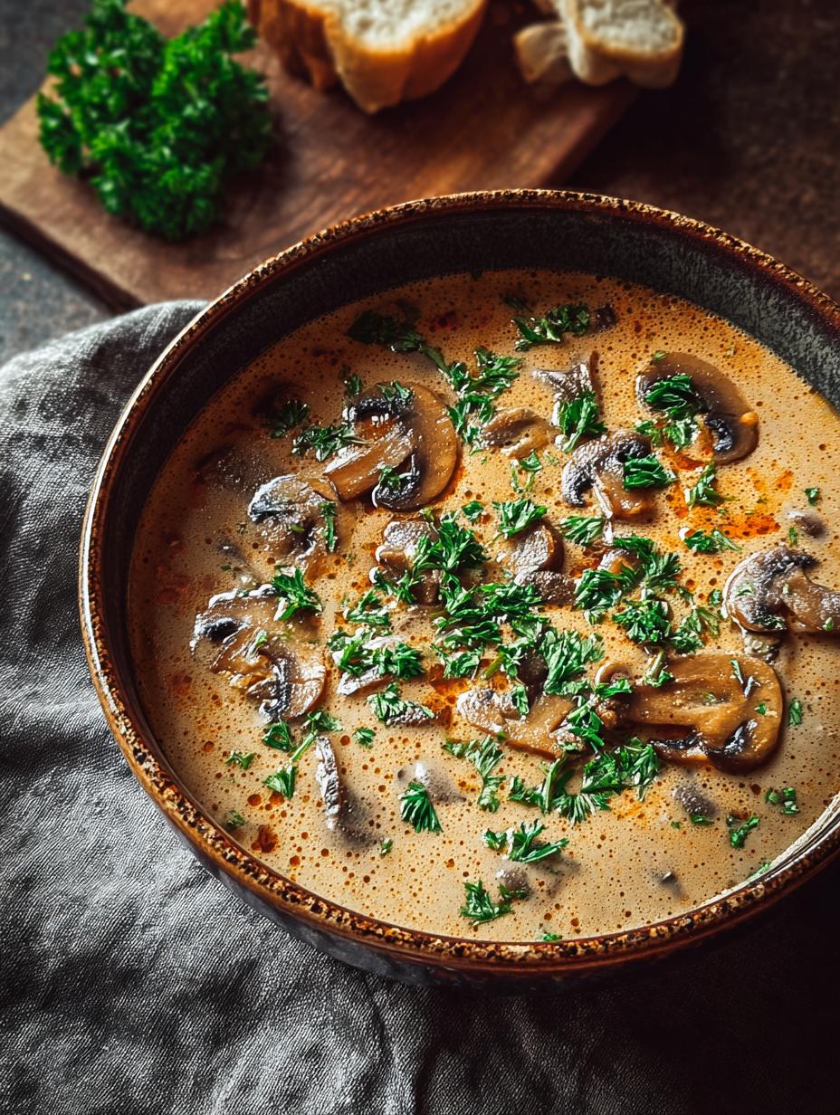 Magnificent Creamy Hungarian Mushroom Soup: 1 Delicious Bowl - Creamy Hungarian Mushroom Soup - main visual representation