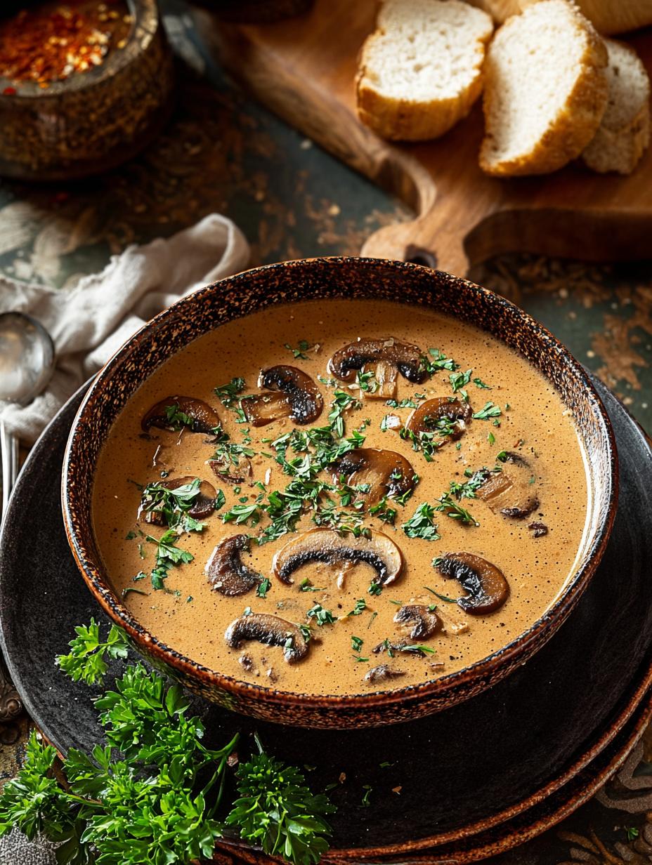 Creamy Hungarian Mushroom Soup - additional detail