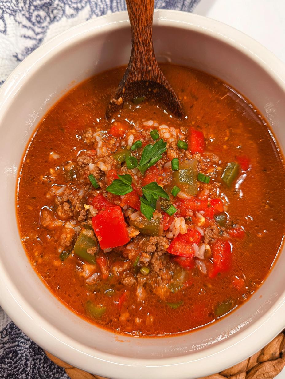 Delicious Crockpot Stuffed Pepper Soup - Crockpot Stuffed Pepper Soup - main visual representation