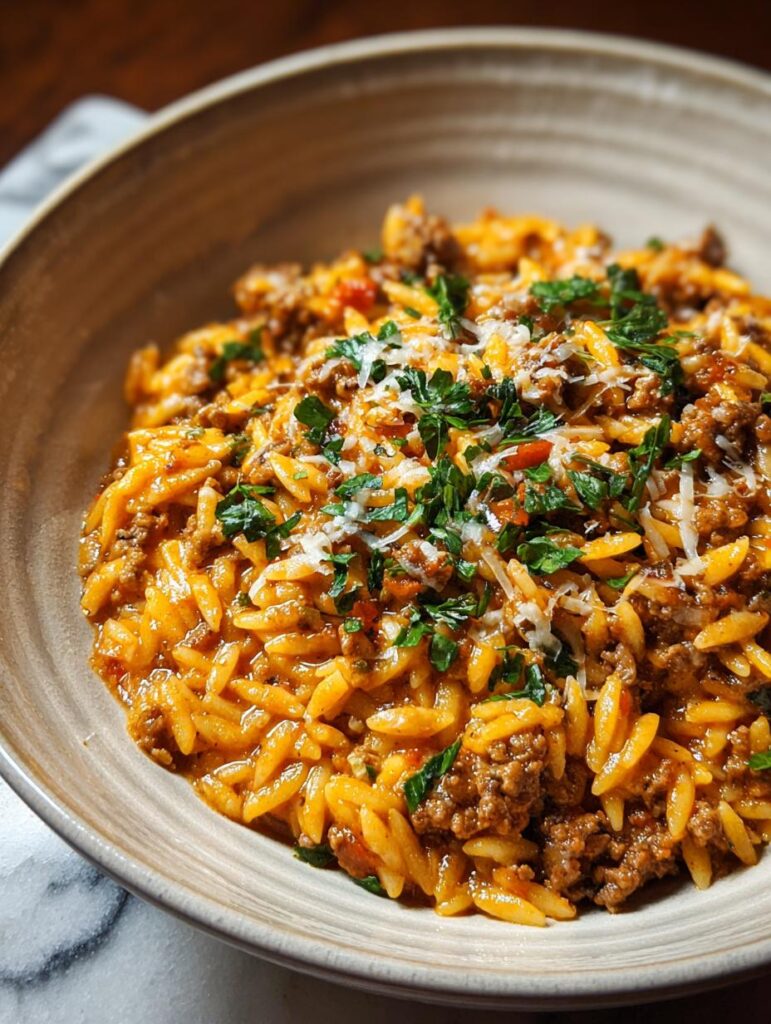 Ground Beef Orzo