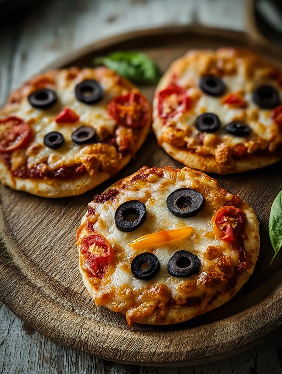 Mini Halloween Pizzas Spooky: 13 Fun Recipes 7 Mini Halloween Pizzas Spooky: 13 Fun Recipes - Close-up of decorated mini pizzas with spooky faces