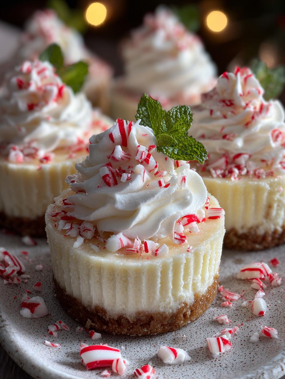 Creamy Mini Peppermint Cheesecakes - festive holiday dessert