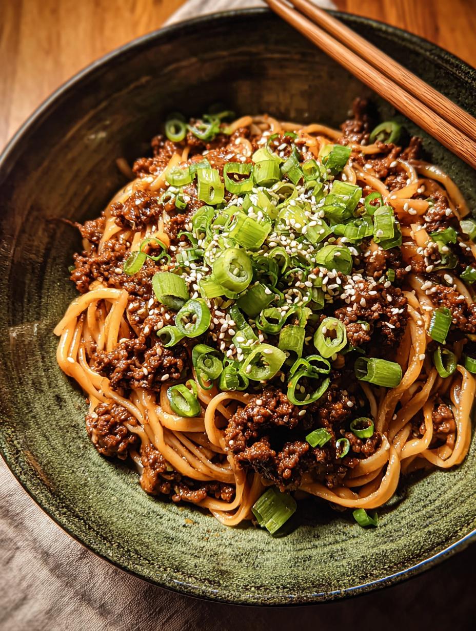 Amazing Mongolian Ground Beef Noodles in under 30 Min - Mongolian Ground Beef Noodles - main visual representation