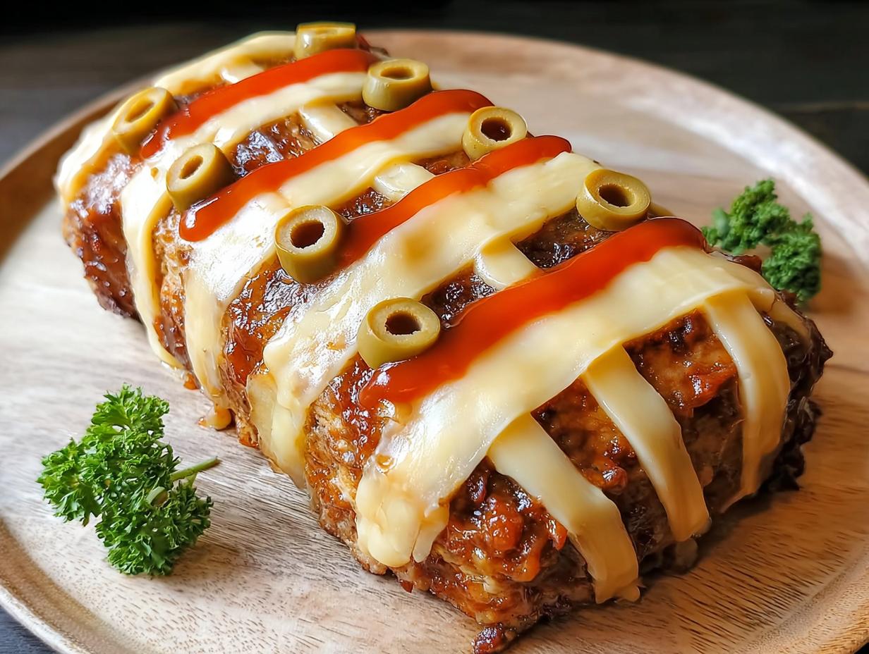 Mummy Meatloaf Dinner: 1 Easy Spooky Recipe 6 Mummy Meatloaf Dinner: 1 Easy Spooky Recipe - Mummy Meatloaf Dinner - main visual representation