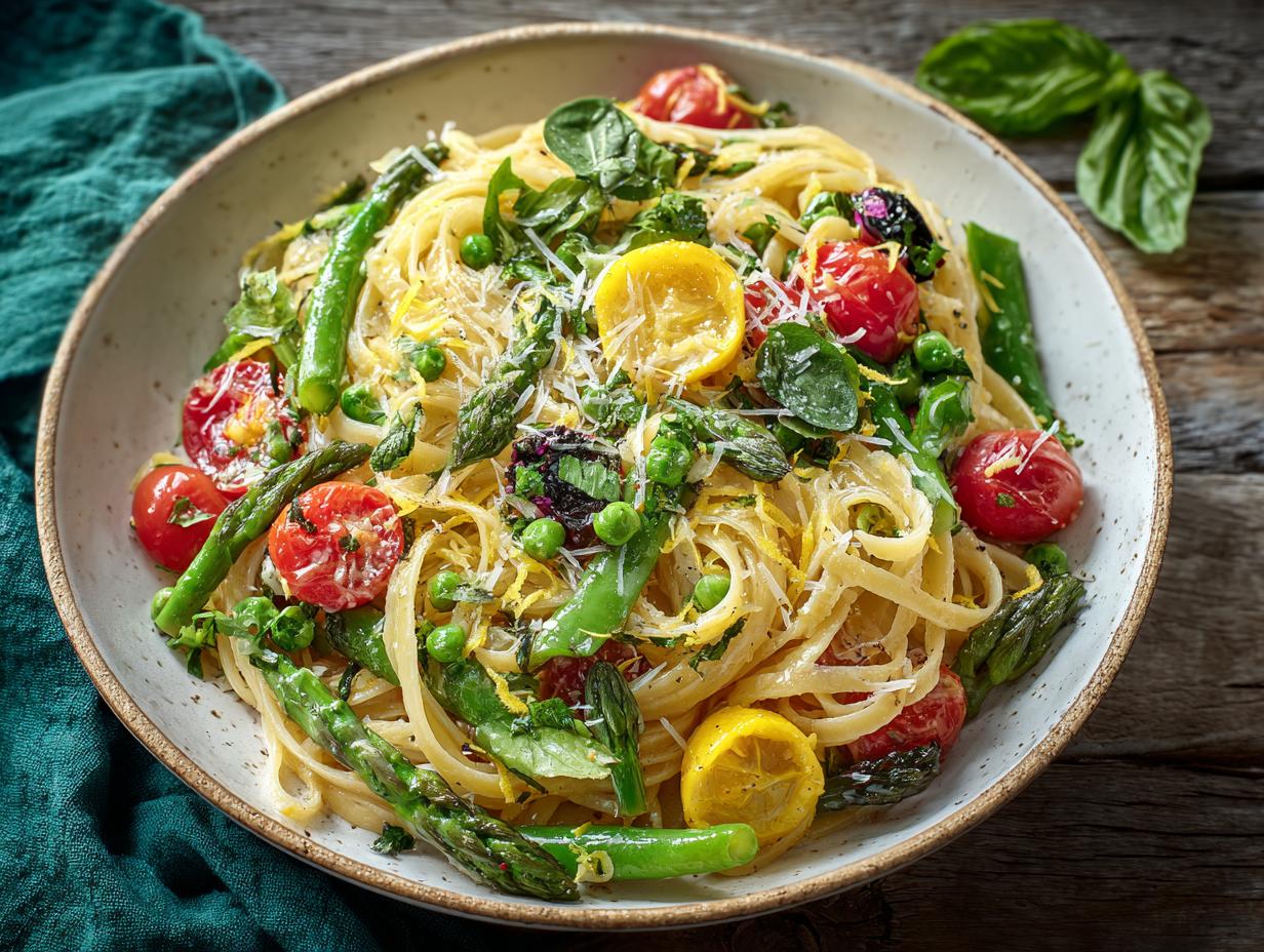 Pasta Primavera: 7 Fresh Veggies, 1 Amazing Meal 5 Pasta Primavera: 7 Fresh Veggies, 1 Amazing Meal - Close-up of colorful Pasta Primavera with fresh vegetables