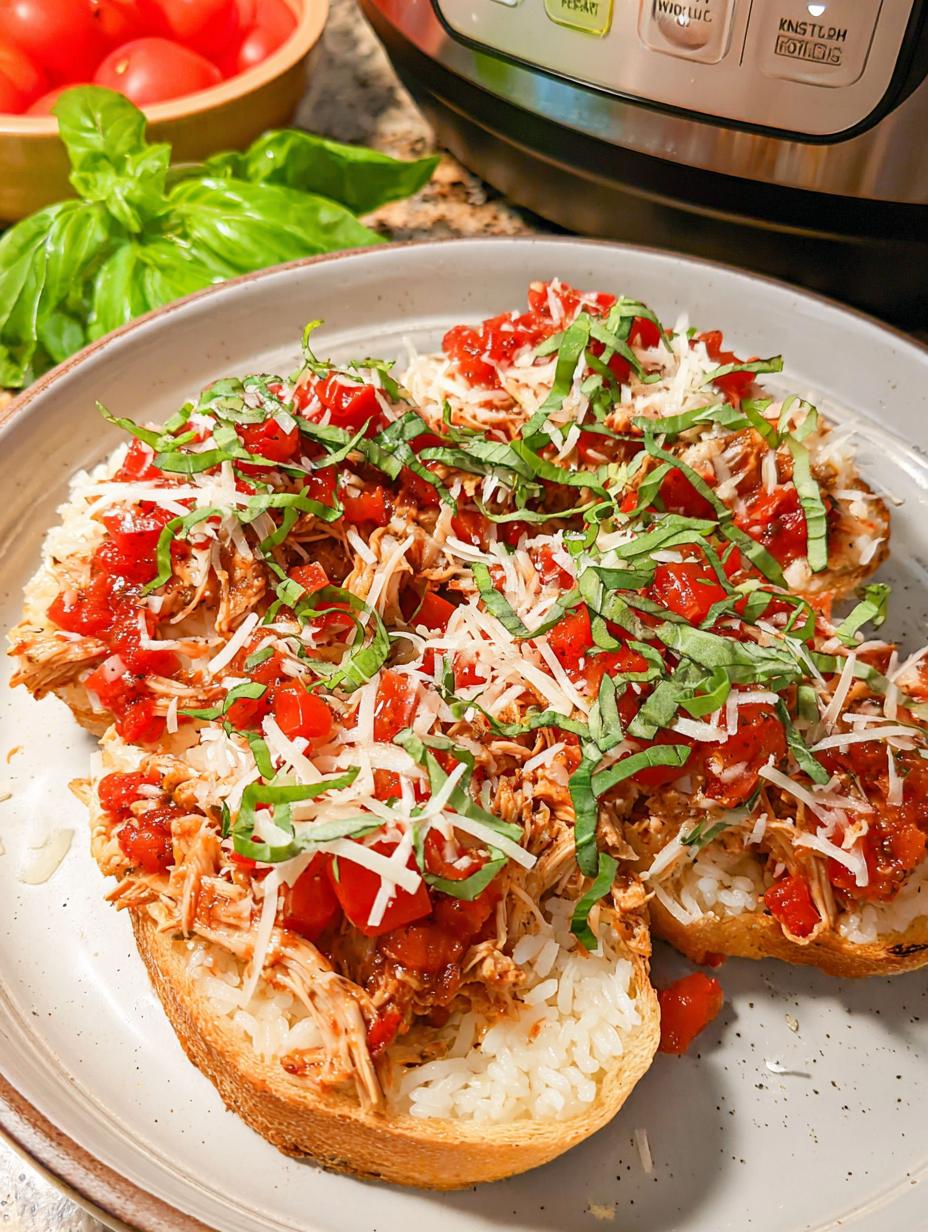 Pot Shredded Chicken Bruschetta