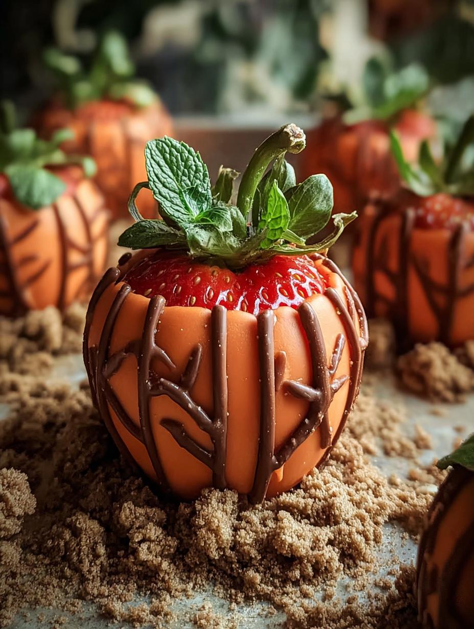 Pumpkin Patch Strawberries Fall - close-up of decorated strawberries