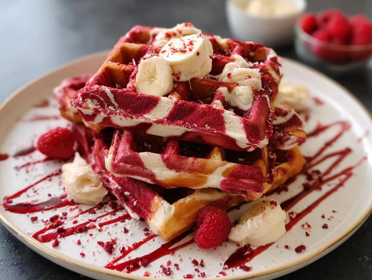 Amazing Red Velvet Marble Waffles in 1 Day 5 Amazing Red Velvet Marble Waffles in 1 Day - Red Velvet Marble Waffles - main visual representation