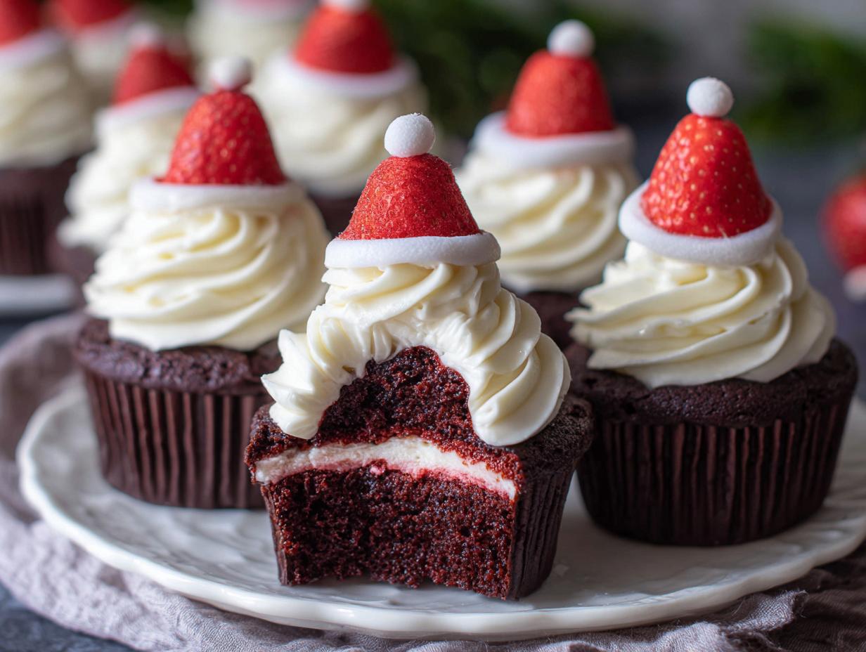 Santa Hat Cupcakes: Delicious Christmas Treats - Santa Hat Cupcakes - additional detail