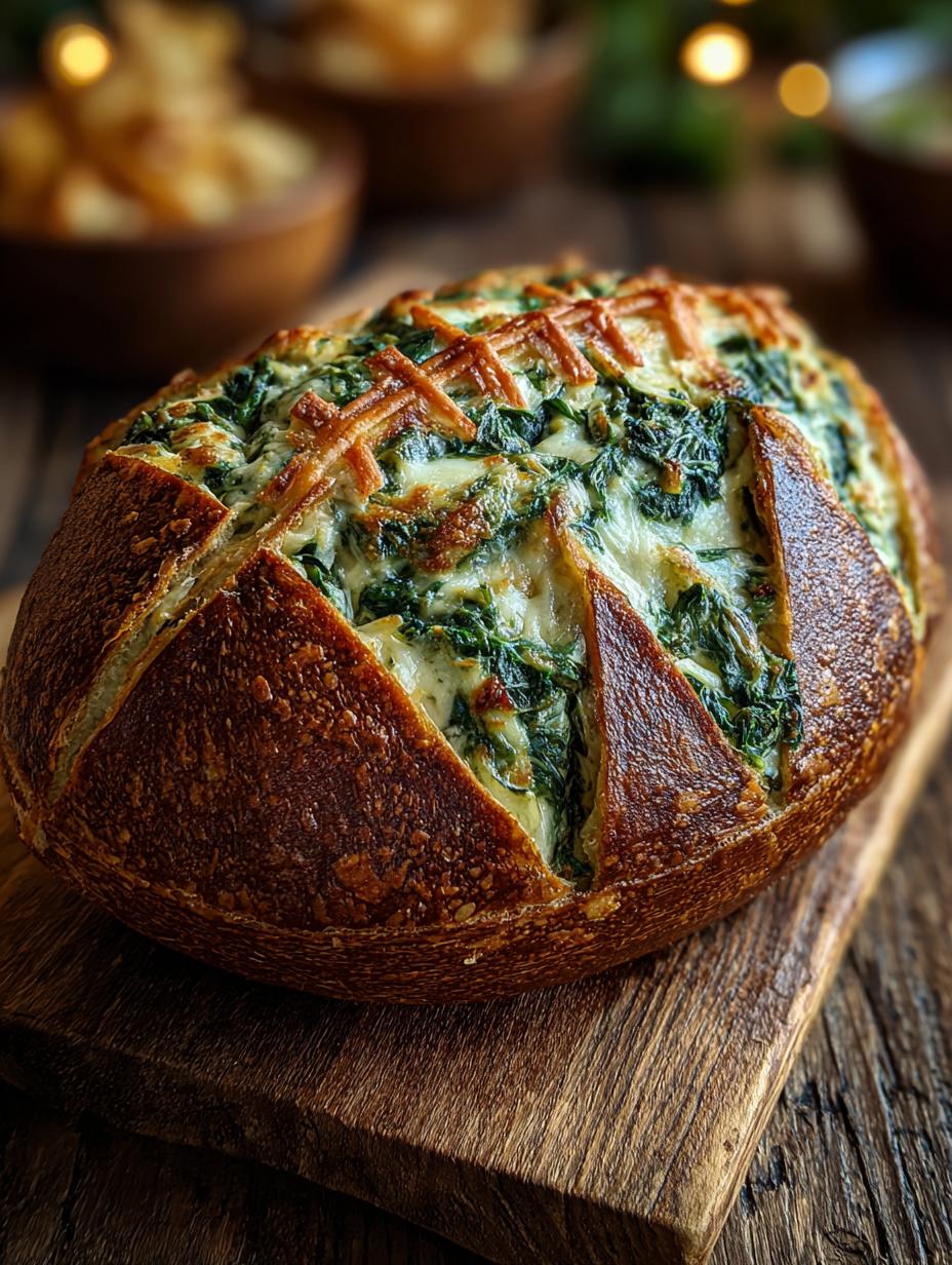 Spinach Artichoke Football Bread: Amazing Game Day Dip - Spinach Artichoke Football Bread - additional detail
