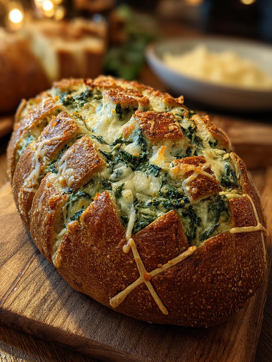 Spinach Artichoke Football Bread