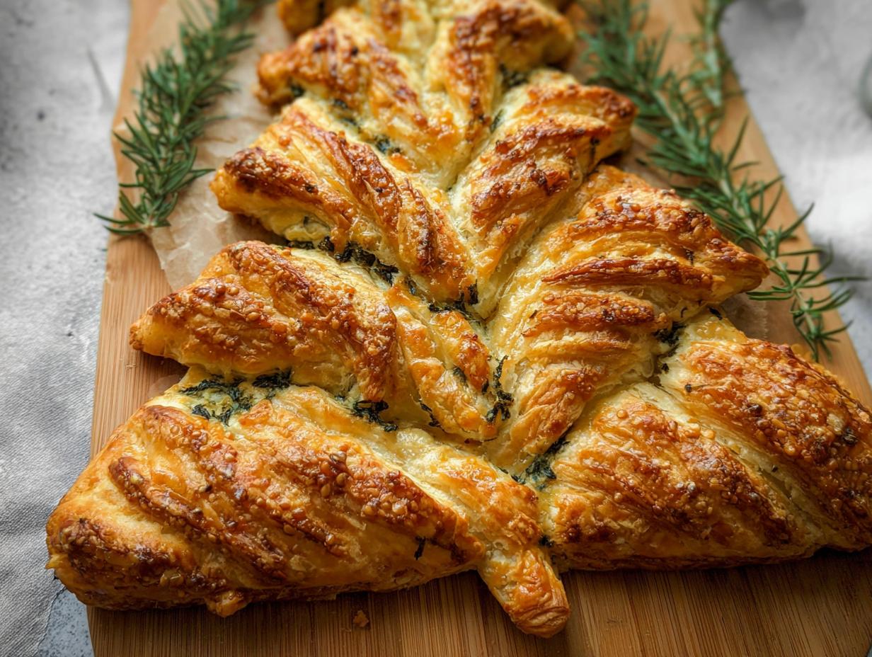 Spinach Puff Pastry Christmas Tree Shaping