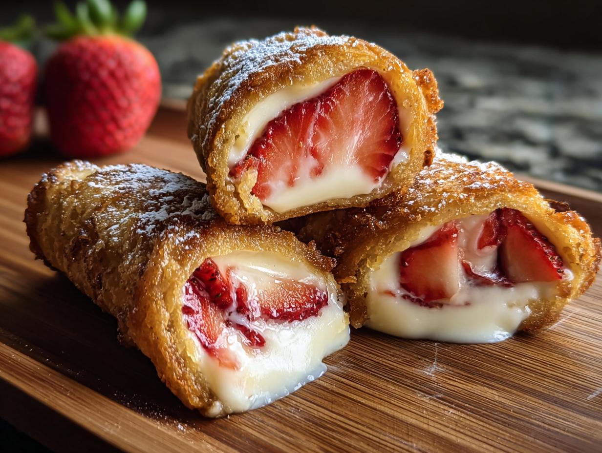 Delectable Strawberry Cheesecake Egg Rolls: 5 Stars - Strawberry Cheesecake Eggroll - additional detail
