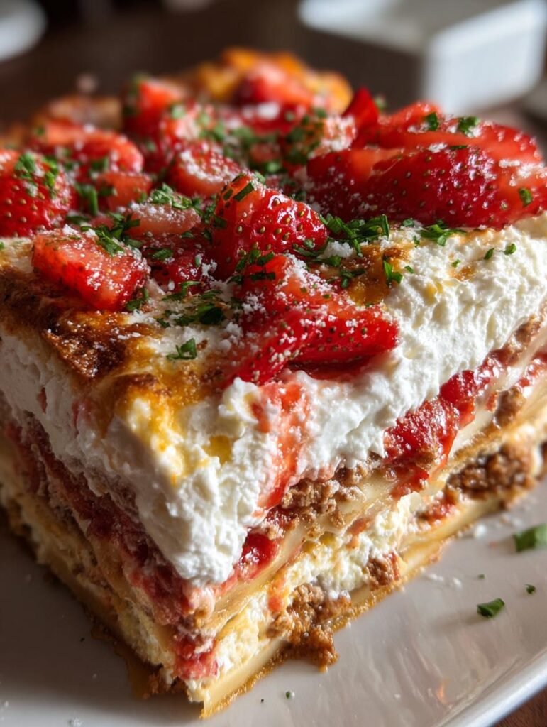 Strawberry Lasagna Bake Layered