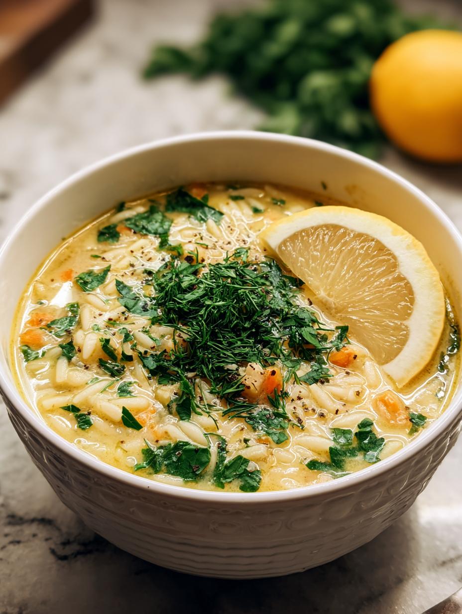Gorge on 1 Vegan Orzo Lemon Soup Now 7 Gorge on 1 Vegan Orzo Lemon Soup Now - Vegan Orzo Lemon Soup - additional detail