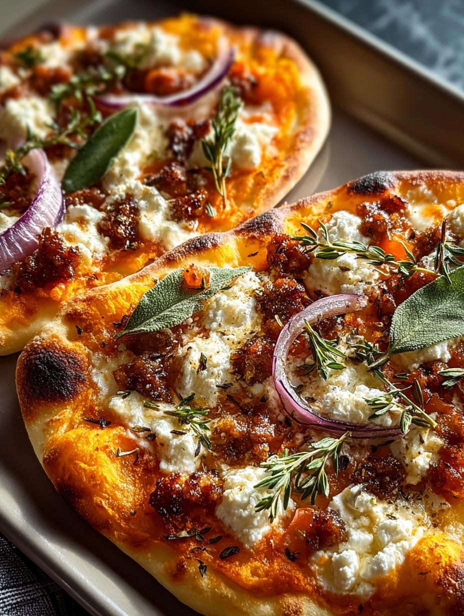 Autumn Naan Pizzas with Pumpkin, Sausage, and Sage Bliss - Autumn Naan Pizzas with - main visual representation