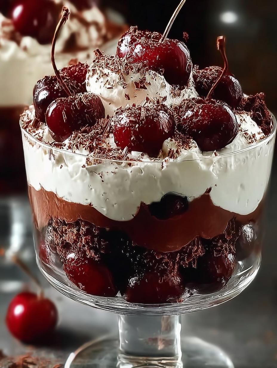 Decadent Boozy Black Forest Trifle Recipe to Indulge - Boozy Black Forest Trifle - additional detail