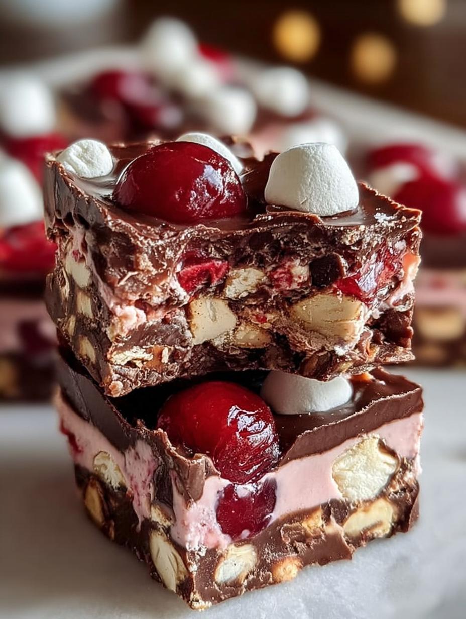 Cherry Marshmallow Fudge Bars