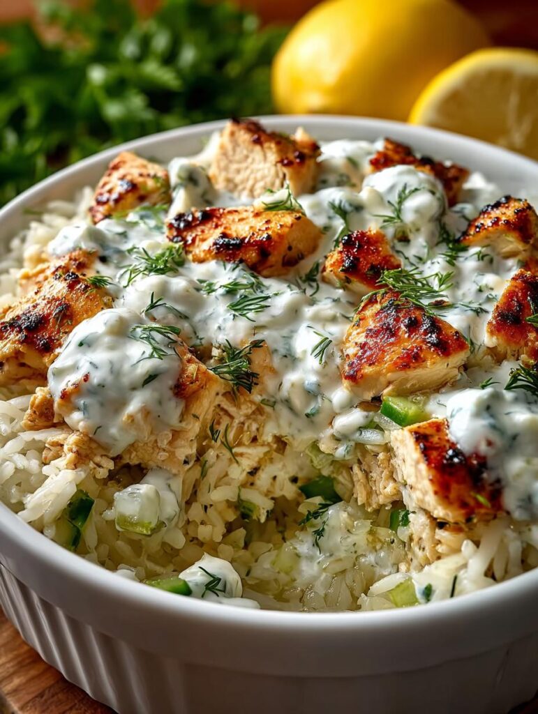 Chicken Tzatziki Rice Bake