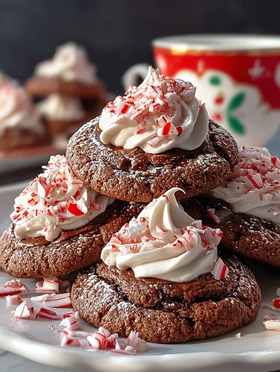 Chocolate Peppermint Blossom Cookies