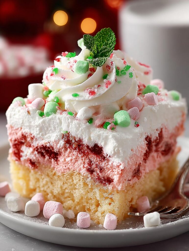 Christmas Marshmallow Poke Cake