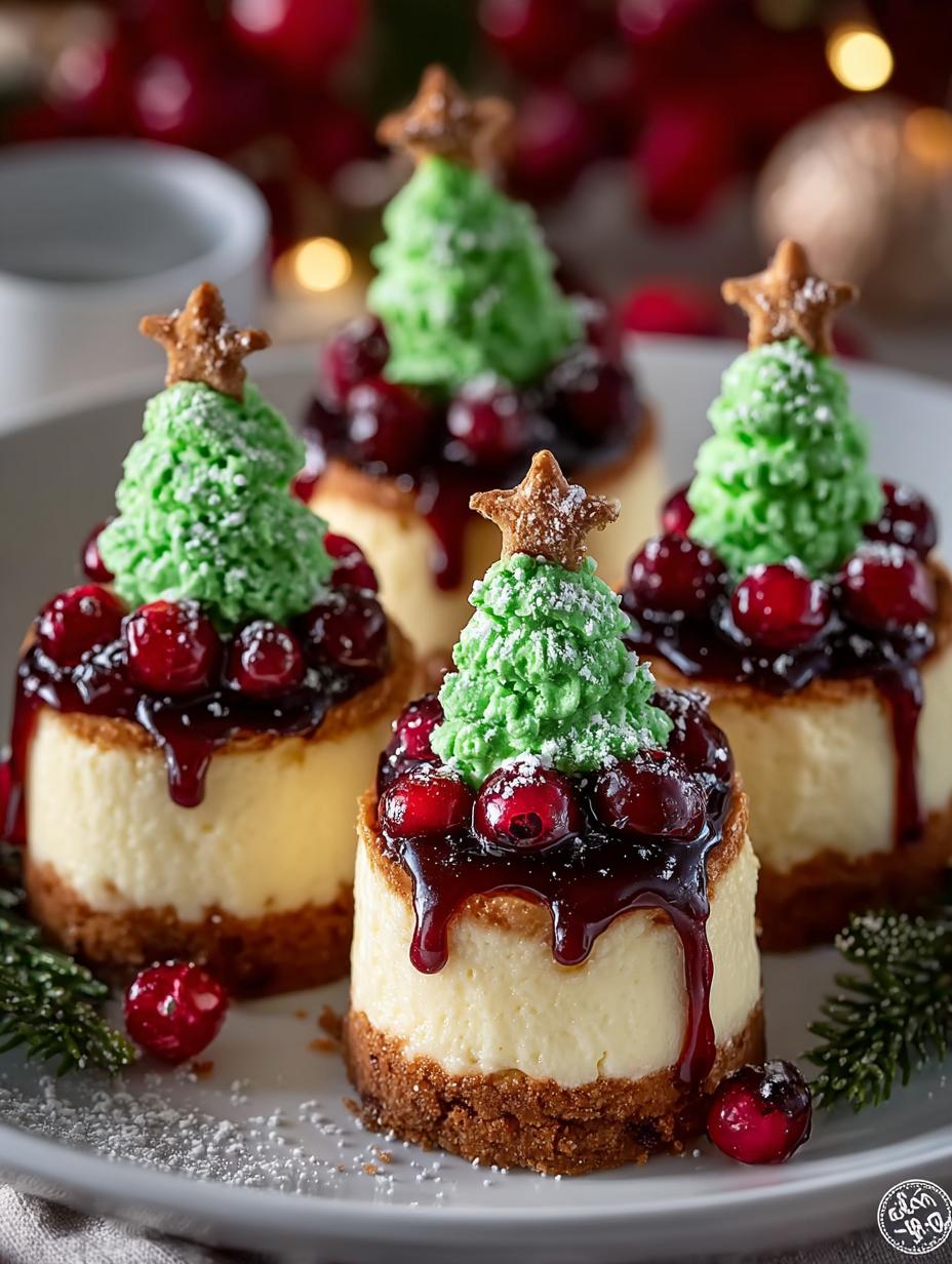 Christmas Tree Mini Cheesecakes