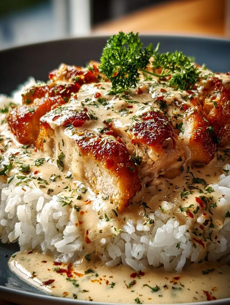 Creamy Smothered Chicken Rice