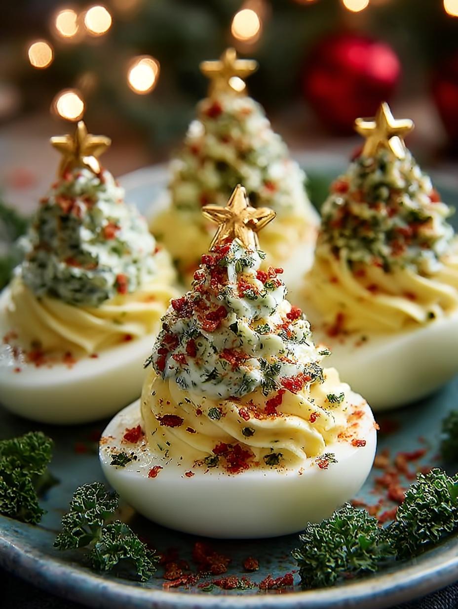Delicious Deviled Egg Christmas Trees for the Holidays - Deviled Egg Christmas Trees - additional detail