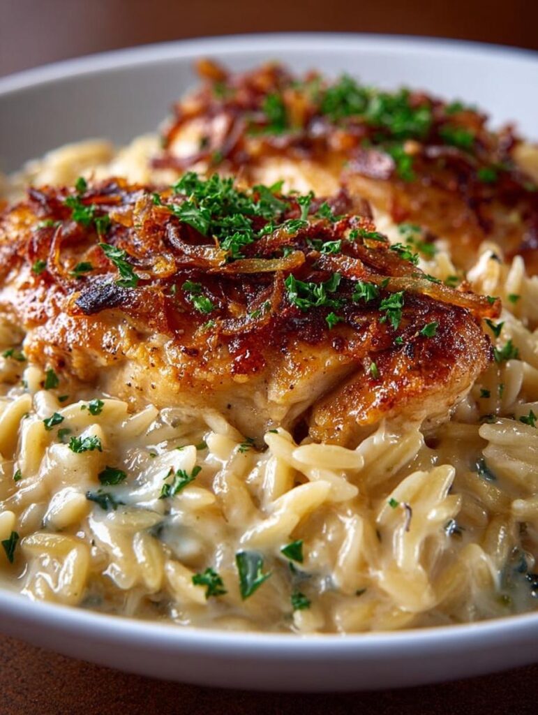French Onion Chicken Orzo
