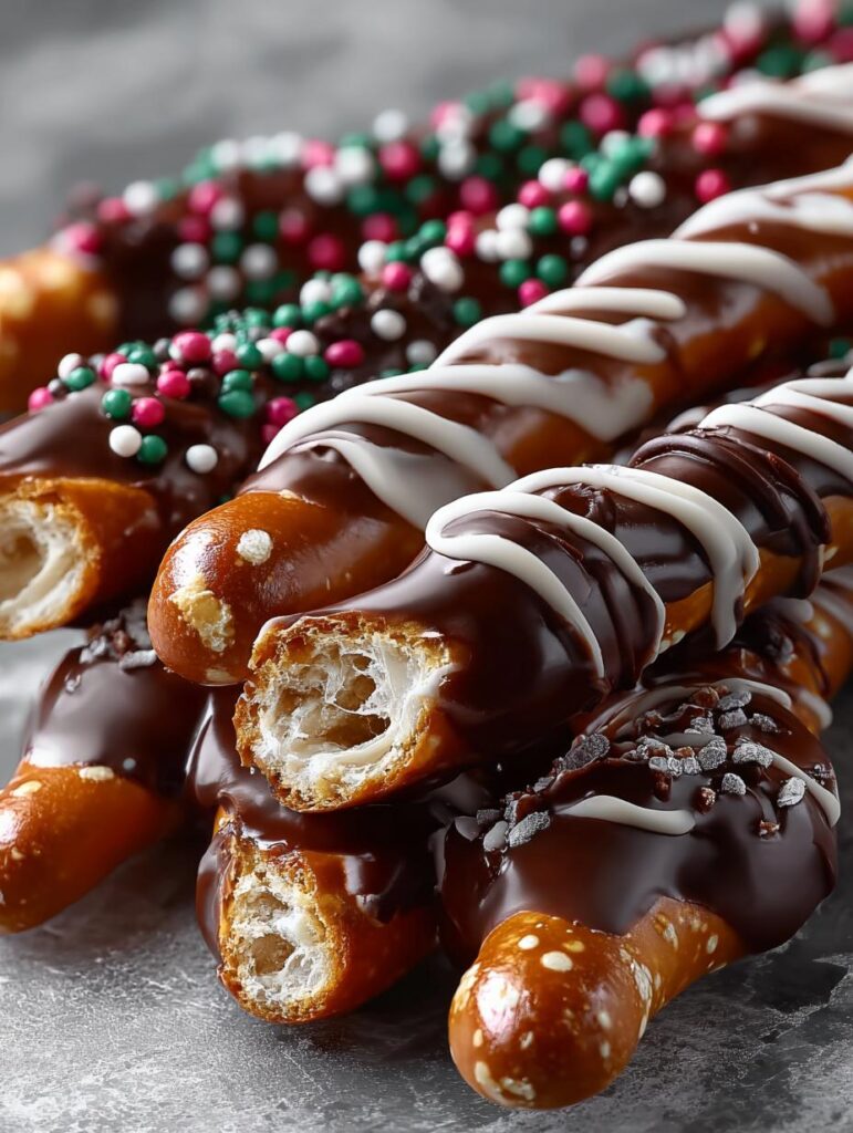 Holiday Chocolate Dipped Pretzel