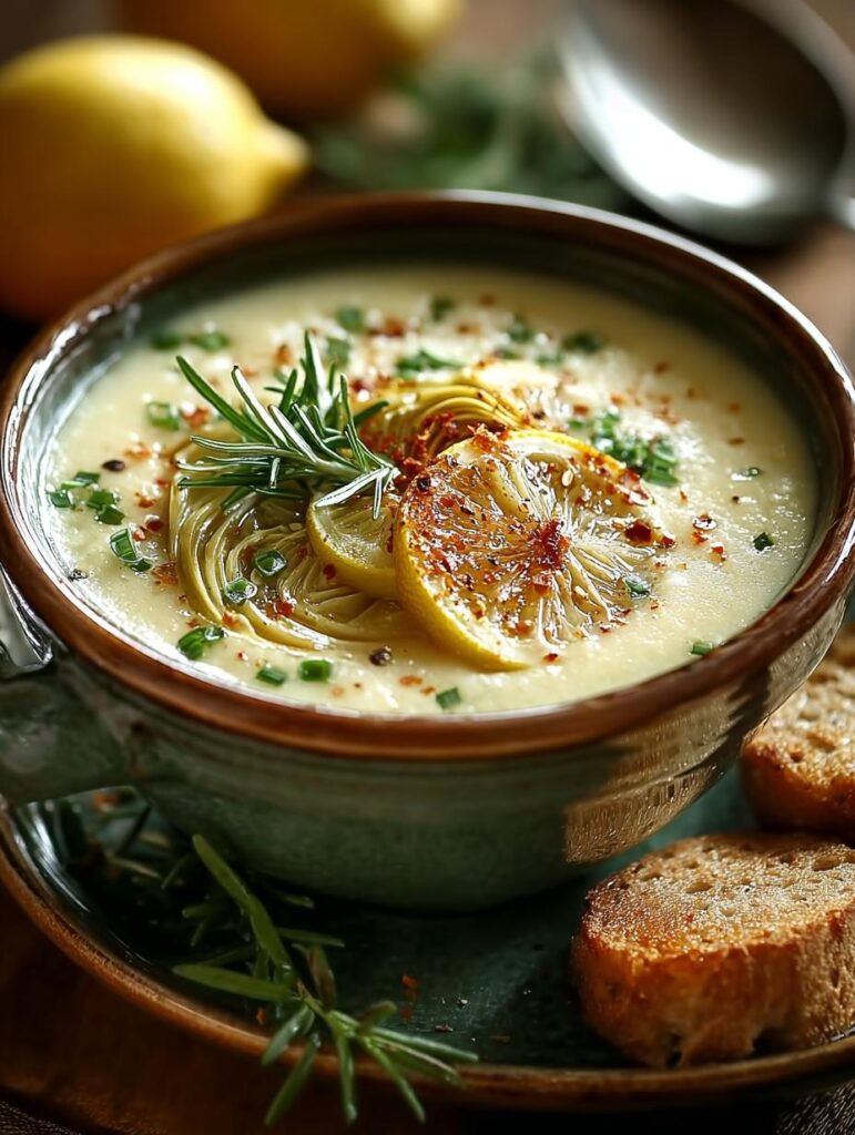 Lemony Tuscan Artichoke Soup