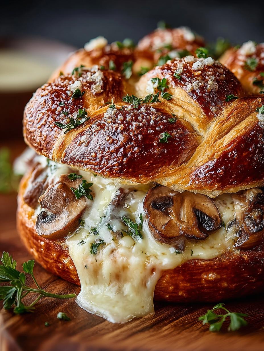 Melted Swiss Mushroom Pretzel