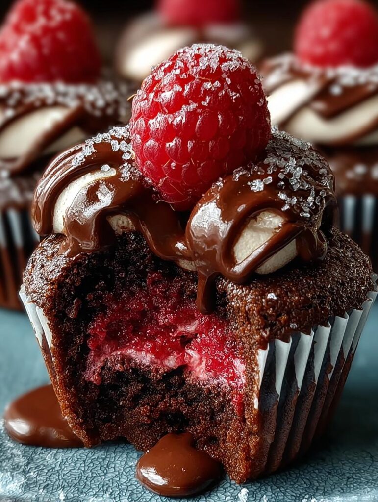 Raspberry Chocolate Lava Cupcakes