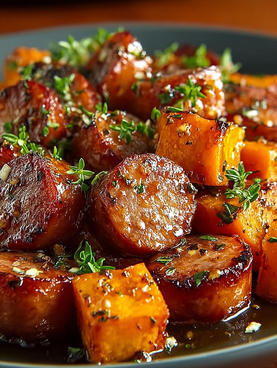 Delicious Sausage Sweet Potatoes with Honey Garlic Sauce - Sausage Sweet Potatoes with - additional detail