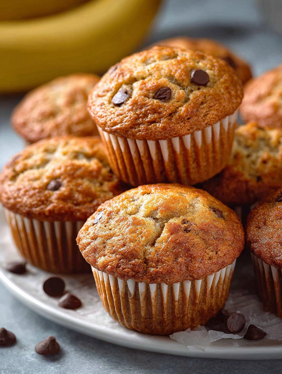 Moist Sourdough Banana Muffins with Chocolate Chips - Sourdough Banana Muffins - main visual representation