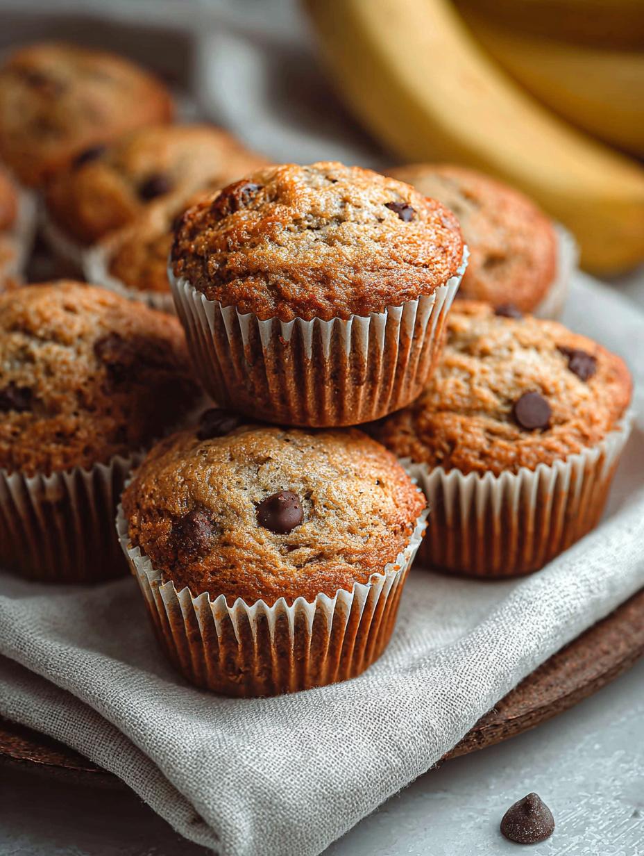 Moist Sourdough Banana Muffins with Chocolate Chips - Sourdough Banana Muffins - additional detail