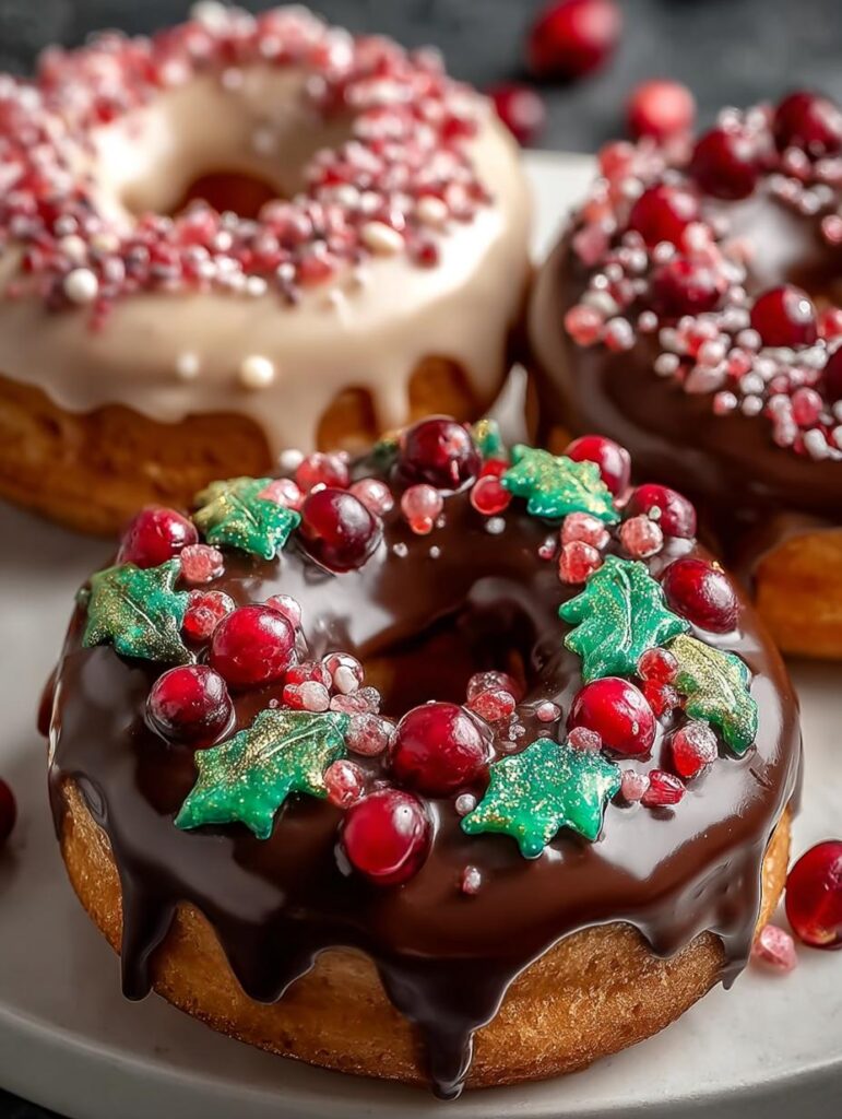 Vegan Christmas Wreath Doughnuts