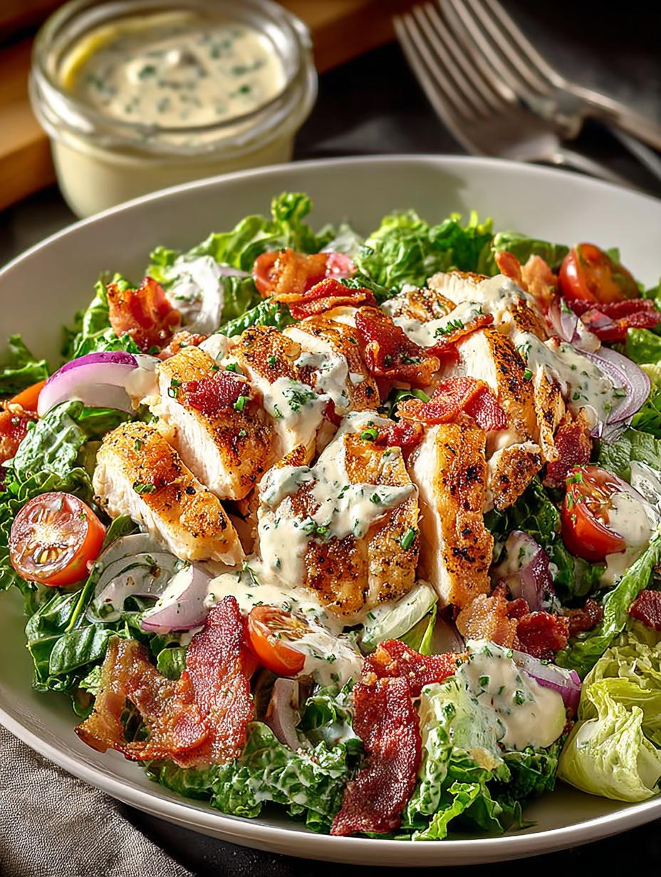 Delicious Chicken Bacon Ranch Salad in 30 Minutes - Chicken Bacon Ranch Salad - main visual representation