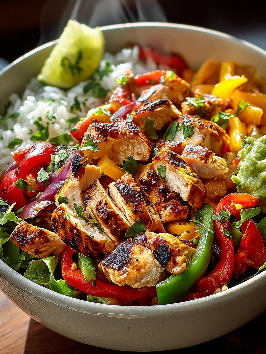 Delicious Chicken Fajita Bowls with vibrant ingredients ready to serve