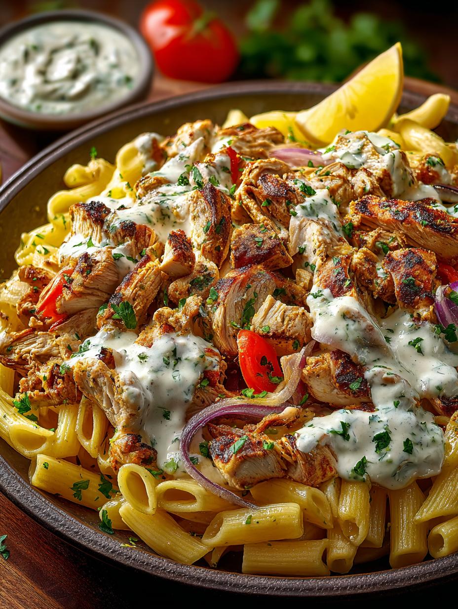 Chicken Shawarma Pasta with Tahini Cream: A Bold Delight - Chicken Shawarma Pasta with - main visual representation